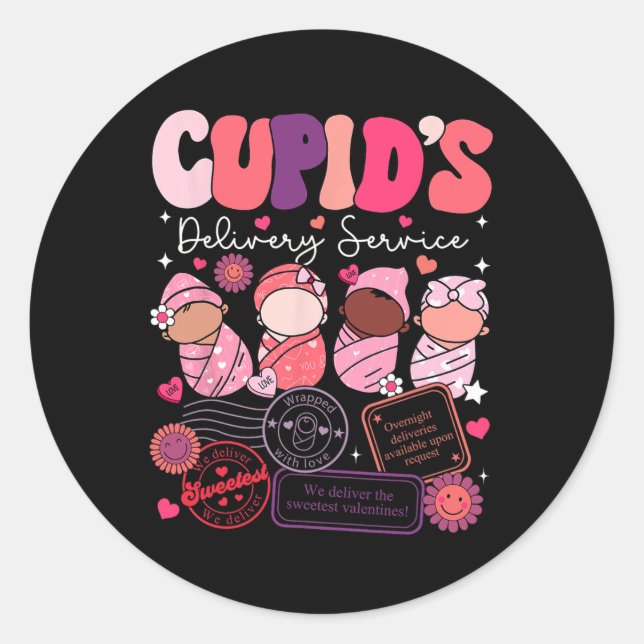 Sticker Rond Service de livraison de l'infirmière Valentine Cup (Devant)