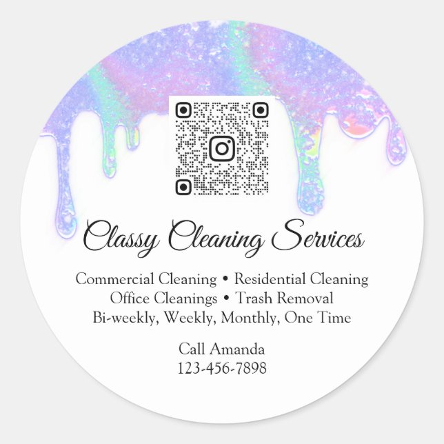 Sticker Rond Service de nettoyage Maid Housekeeper QRCode Drip  (Devant)