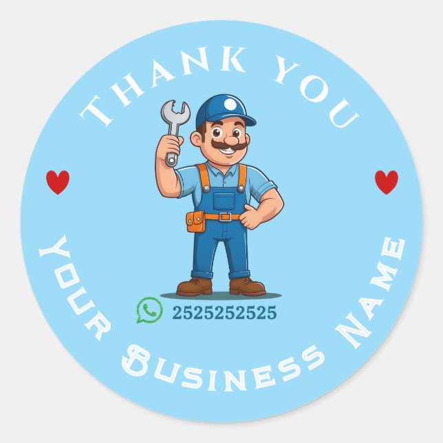 Sticker Rond Service de plomberie  (Devant)