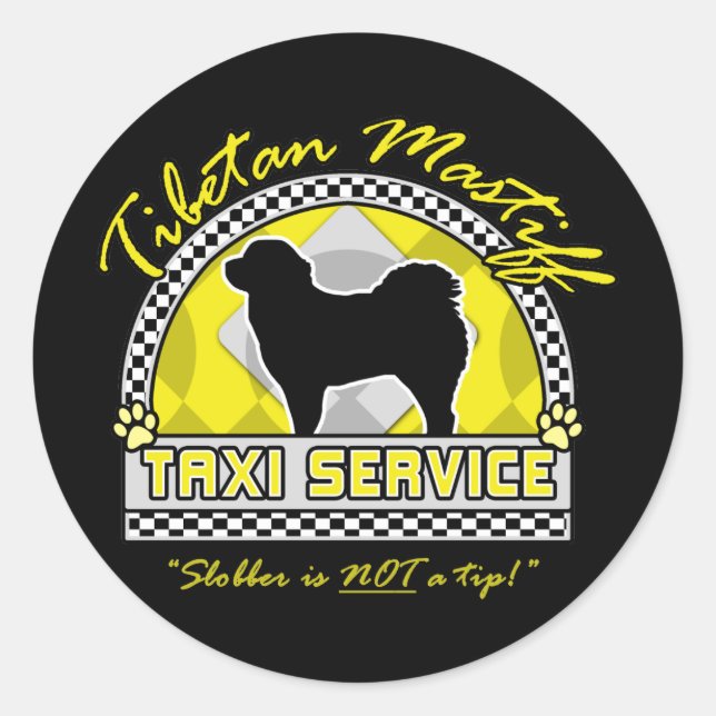 Sticker Rond Service de taxi Mastiff Tibétain (Devant)
