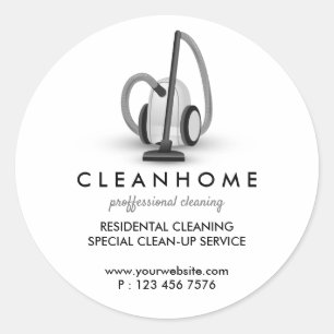 Sticker Rond Service d'entretien avec aspirateur