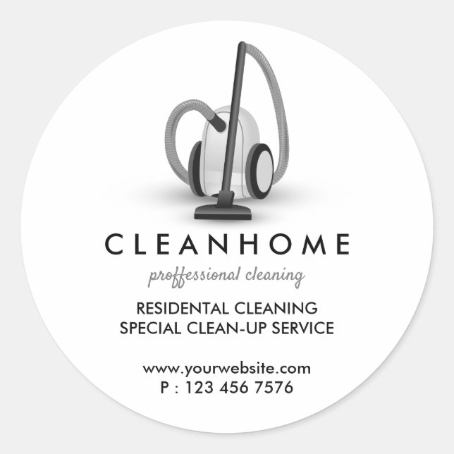 Sticker Rond Service d'entretien avec aspirateur (Devant)