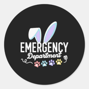 Sticker Rond Service des urgences Pâques Er Infirmière Drôle Ed