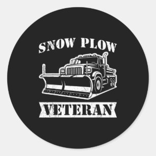 Sticker Rond Service d'hiver Chasse-neige Vétéran Retraité Drôl