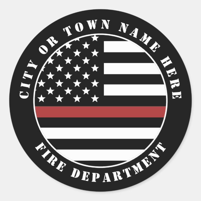 Sticker Rond Service d'incendie de la ligne rouge mince (Devant)