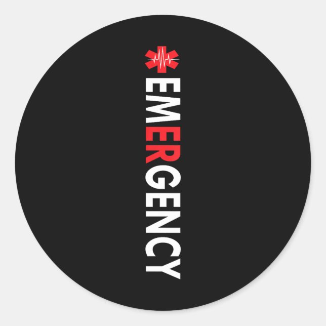 Sticker Rond Service D'Urgence Infirmière De Salle D'Urgence (  (Devant)