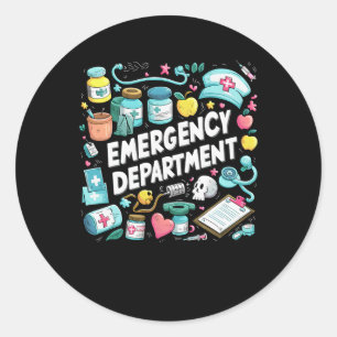 Sticker Rond Service D'Urgence Super Er Crew Nurse Room Ste