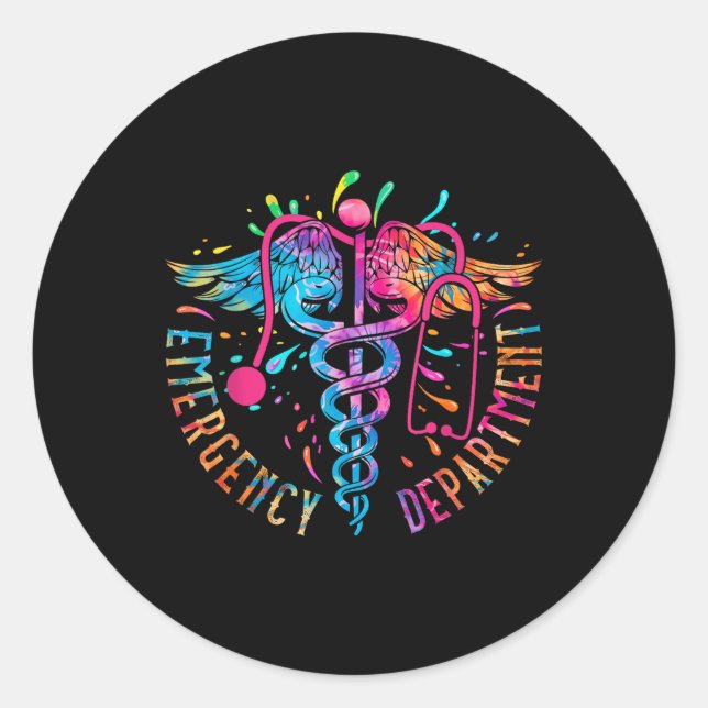 Sticker Rond Service D'Urgence Tie Dye Ed Er Infirmière S (Devant)