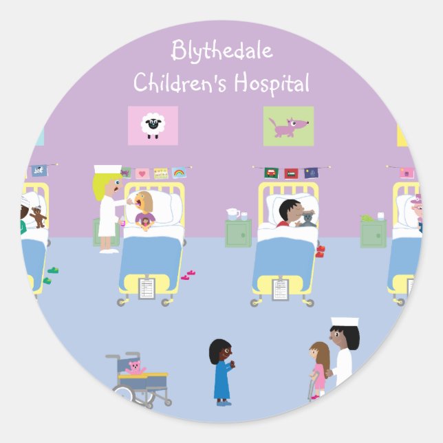 Sticker Rond Service Hôpital pour enfants personnalisable (Devant)