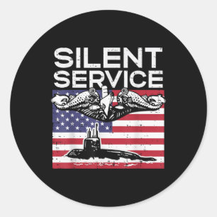 Sticker Rond Service Silencieux Sous-marin nous Drapeau Jour co
