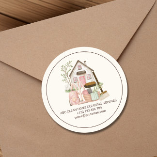 Sticker Rond Services de nettoyage de maison modernes, conforta