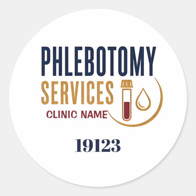 Sticker Rond Services de phlébotomie médicaux (Devant)