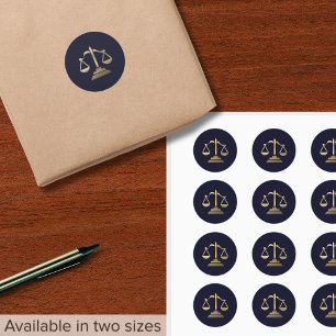 Sticker Rond Services juridiques Échelles d'or de justice