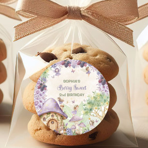 Sticker Rond Serviette en papier pour 2e anniversaire Purple Be