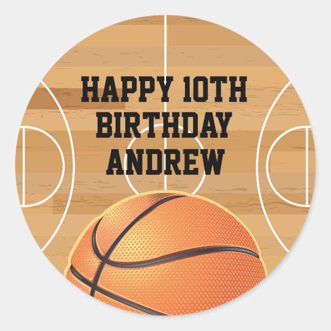 Sticker Rond Serviettes Joyeux Anniversaire Basketball (Devant)