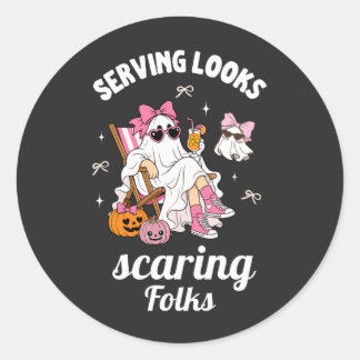 Sticker Rond Servir des Looks qui font peur Halloween