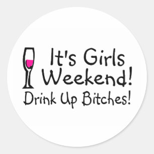 Sticker Rond Ses Filles Week-End Drunup Vin