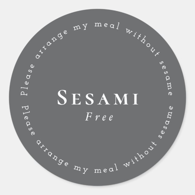 Sticker Rond Sesame-Free Request Sticker, Dark-gray - White (Devant)