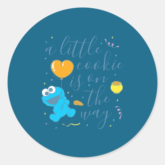 Sticker Rond Sesame Street A Little Cookie Is On The Way  (Devant)