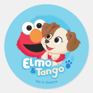 Sticker Rond Sesame Street   Badge Elmo & Tango