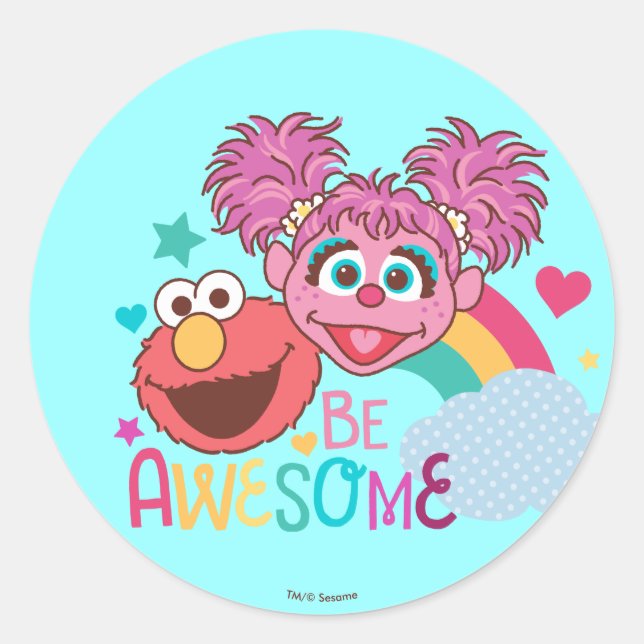 Sticker Rond Sesame Street | Elmo & Abby - Soyez génial (Devant)