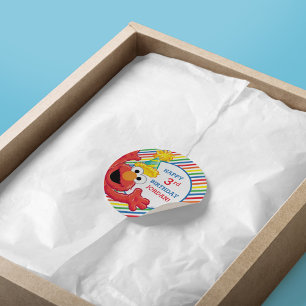 Sticker Rond Sesame Street Elmo - Anniversaire arc-en-ciel