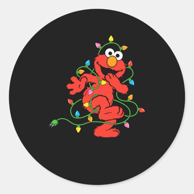 Sticker Rond Sesame Street Elmo Christmas Lights Baby  (Devant)