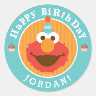 Sticker Rond Sesame Street Elmo - Gâteau et Confettis d'anniv