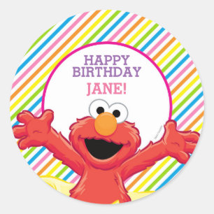 Sticker Rond Sesame Street L'anniversaire d'Elmo Girl