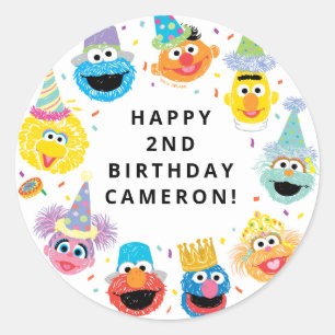 Sticker Rond Sesame Street Pals Confetti Anniversaire