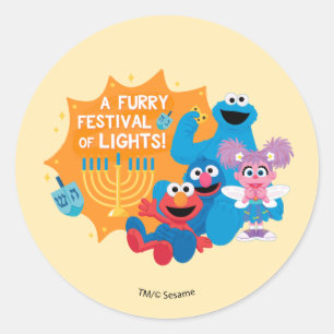 Sticker Rond Sesame Street Une fête poilue des lumières !