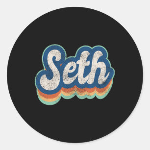 Sticker Rond Seth Prénom Garçon Style Vintage les années 70 80s