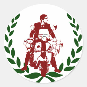 Sticker Rond Seties Scooter Rider Italia
