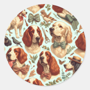 Sticker Rond Setter anglais vintage sans couture