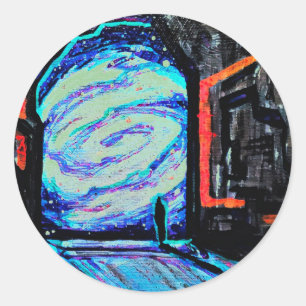 Sticker Rond Seul avec l'abîme brillant