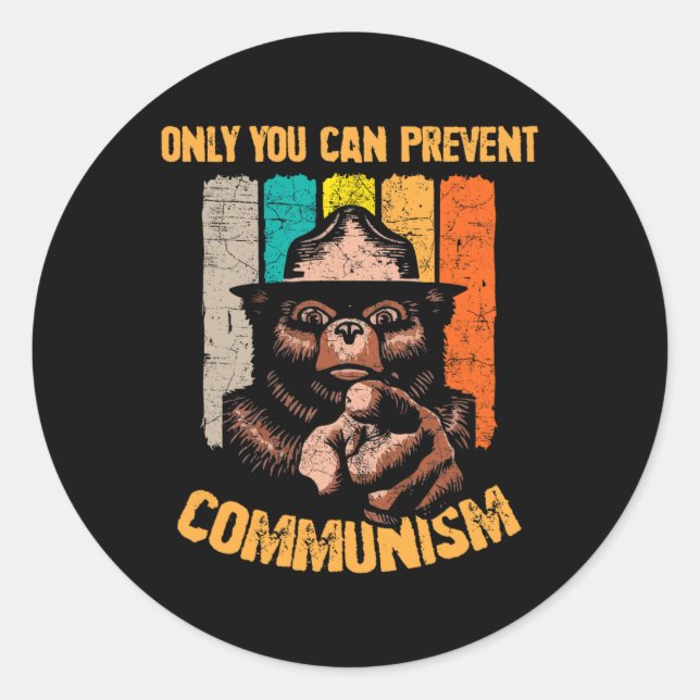 Sticker Rond Seul Vous Pouvez Prévenir le Communisme Ours de Ca (Devant)