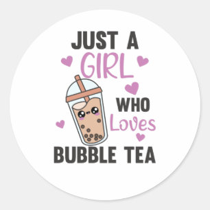 Sticker Rond Seule Une Fille Le Thé Bubble Aime Le Kawaii Viole