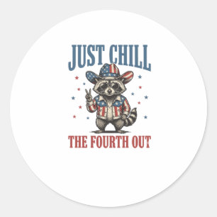 Sticker Rond Seulement Chill Le Quatrième Sur T-Shirt De Raton 