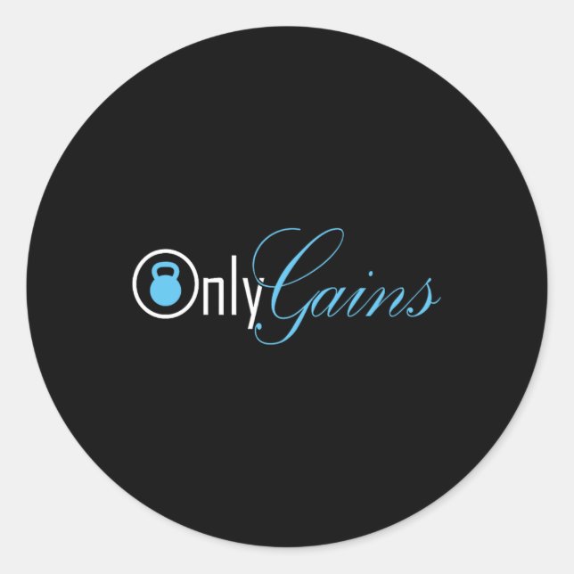 Sticker Rond Seulement Gains Fitness Acier Inoxydable Boutique  (Devant)