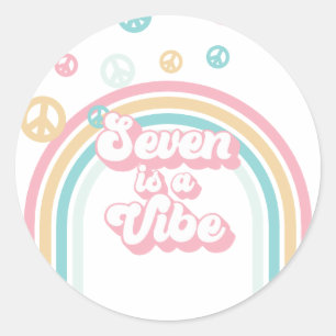 Sticker Rond Seven est Vibe Retro Summer Rainbow