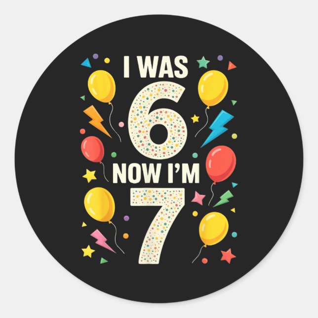 Sticker Rond Seven Year Old Birthday 7 Year Old For Kids Girls  (Devant)