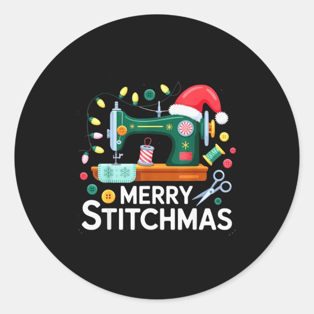 Sticker Rond Sewing Christmas Xmas Quilting Merry Mas  (Devant)