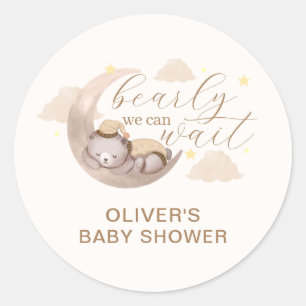 Sticker Rond Sexe Neutre Bearly Wait Moon Star Sleepy Bear
