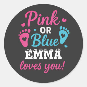 Sticker Rond Sexe personnalisé Révéler rose ou bleu bébé Showe
