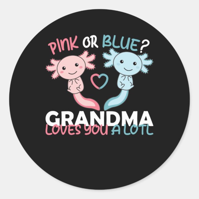 Sticker Rond sexe révéler rose ou bleu grand-mère vous aime lot (Devant)