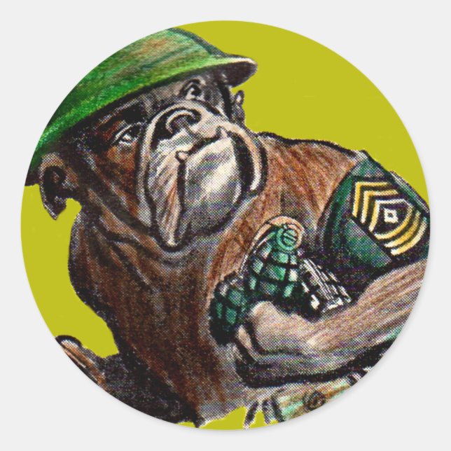 Sticker Rond Sgt Rover, chien-chien 2ème guerre mondiale (Devant)