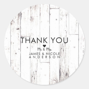 Sticker Rond Shabby Chic Bois Blanc Rustique Agritourisme Grang