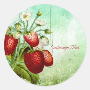 Sticker Rond Shabby Chic Strawberry Patch Personnaliser