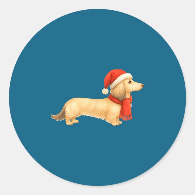 Sticker Rond Shaded Cream Christmas Dachshund Dog Mom Funny Cut (Devant)