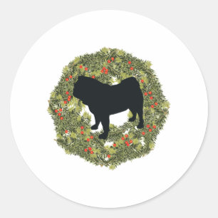 Sticker Rond Shadow Silhouette Carlin Chien dans une couronne